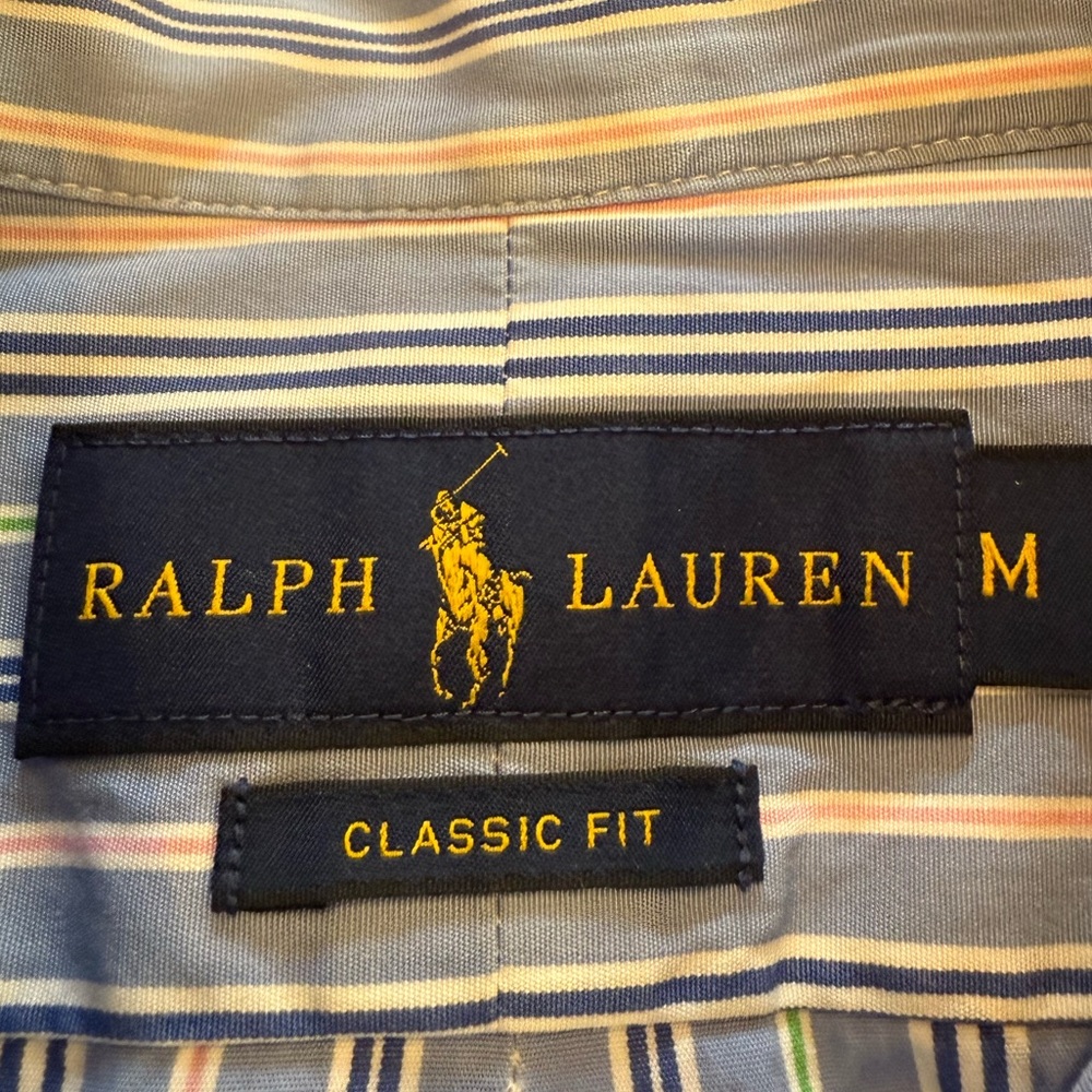 RALPH LAUREN Classic Fit Blue Multi Stripe Button Down Shirt M - Picture 7 of 9